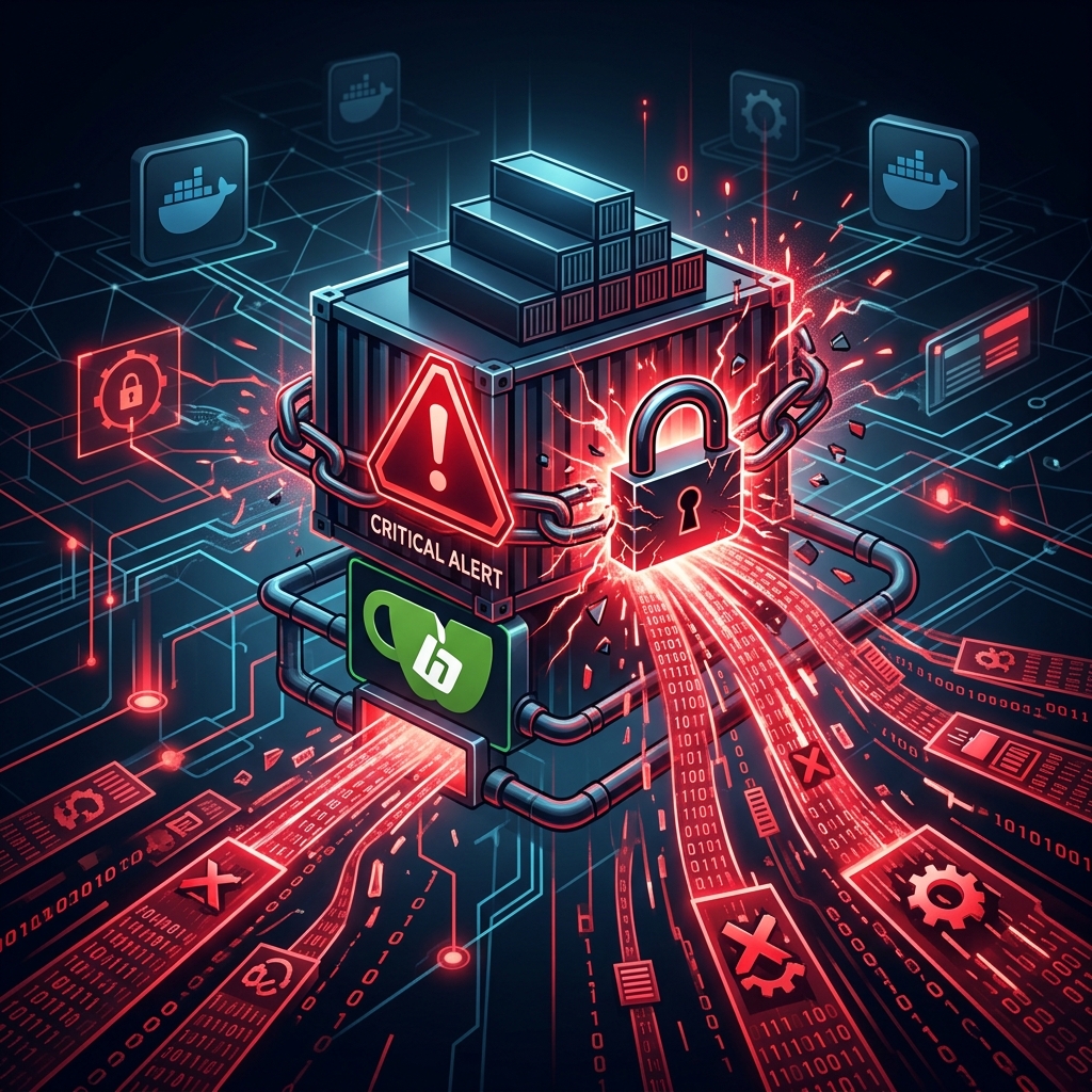 Technical diagram illustrating the CVE-2026-20896 authentication bypass in Gitea Docker reverse-proxy deployments