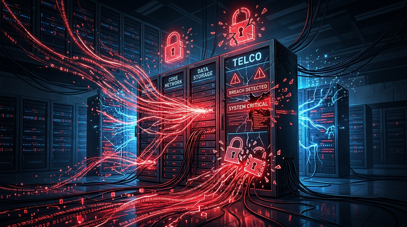 Server room representing the KDDI telecom data breach and exposed credentials