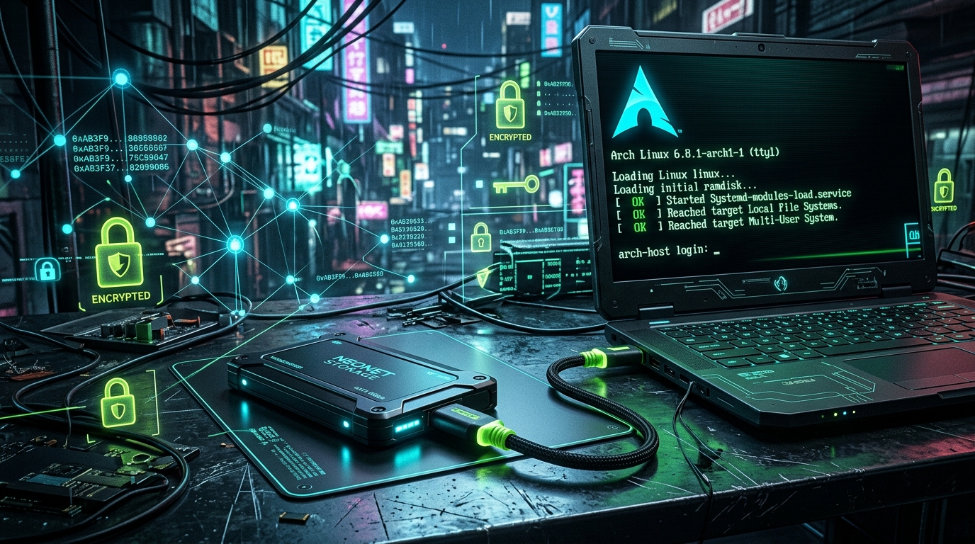 Encrypted Arch Linux on SATA-to-USB Banner
