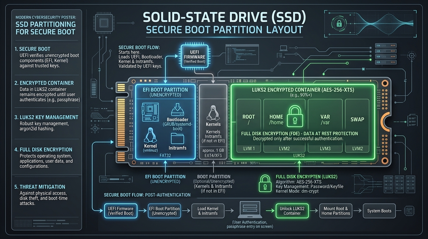Solid-State Drive (SSD) Secure Boot Partition Layout Diagram